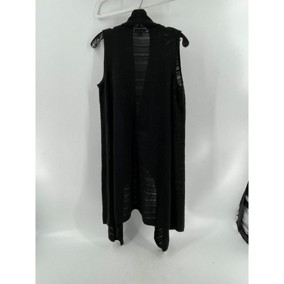 New York & Co Black Open Drape Front Sleeveless Knit Cardigan Sweater Size S - Picture 8 of 13
